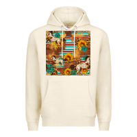 Tofu Western Horse Sunflowers Gemstone Seamless Pattern Premium Hoodie - FaDigitalArtStudio