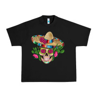 Mexican Skull Sombrero Roses Cactus Serape Urban Heavy Tee | Teevron