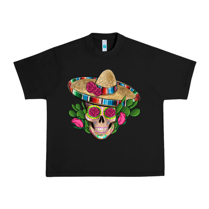 Mexican Skull Sombrero Roses Cactus Serape Urban Heavy Tee by Artiststas | Teevron