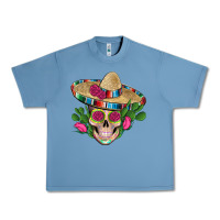 Pebble Blue mexican skull sombrero roses cactus serape Urban Heavy Tee - Artiststas