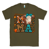 Army Green Western Fall Cow Mama Classic Tee - LillyAllenDesigns