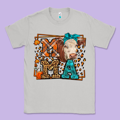 Western Fall Cow Mama Classic Tee Designed By Lillyallendesigns
