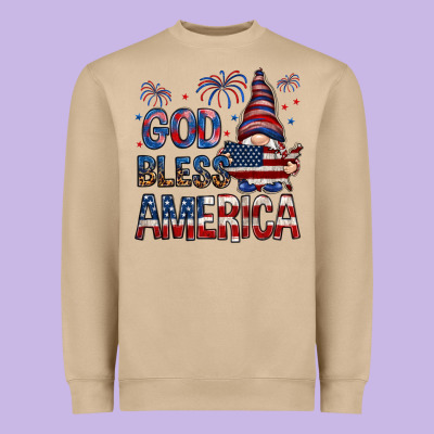 God Bless America With Gnome 4th Of July Heavyweight Sweatshirt Designed By Howdyjamesfarm