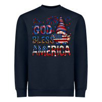 Navy God Bless America with gnome 4th of july Heavyweight Sweatshirt - HowdyJamesFarm