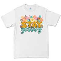 White stay groovy Premium Tee - MaliasSmallBusiness
