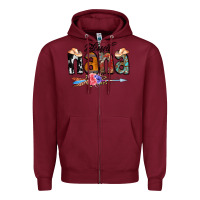 Burgundy Blessed Nana Zipper Hoodie - CowCowDesign