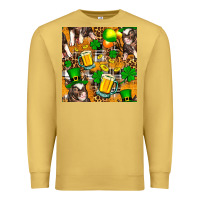 Antique Gold St. Patrick's Day Pig With Beer And Shamrock Seamless Premium Sweatshirt - FaDigitalArtStudio