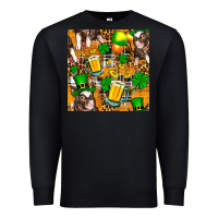 Black St. Patrick's Day Pig With Beer And Shamrock Seamless Premium Sweatshirt - FaDigitalArtStudio