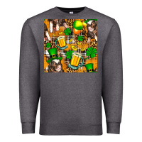 Charcoal Heather St. Patrick's Day Pig With Beer And Shamrock Seamless Premium Sweatshirt - FaDigitalArtStudio