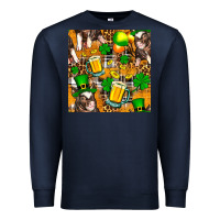 Navy St. Patrick's Day Pig With Beer And Shamrock Seamless Premium Sweatshirt - FaDigitalArtStudio