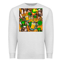 Oatmeal Heather St. Patrick's Day Pig With Beer And Shamrock Seamless Premium Sweatshirt - FaDigitalArtStudio