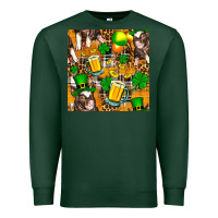 Sports Green St. Patrick's Day Pig With Beer And Shamrock Seamless Premium Sweatshirt - FaDigitalArtStudio