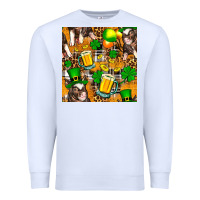 St. Patrick's Day Pig With Beer And Shamrock Seamless Premium Sweatshirt | Teevron