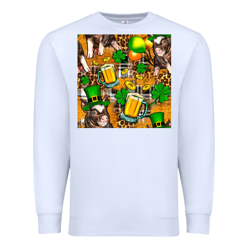 St. Patrick's Day Pig With Beer And Shamrock Seamless Premium Sweatshirt by FaDigitalArtStudio | Teevron
