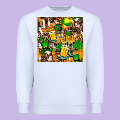 St. Patrick's Day Pig With Beer And Shamrock Seamless Premium Sweatshirt Designed By Fadigitalartstudio