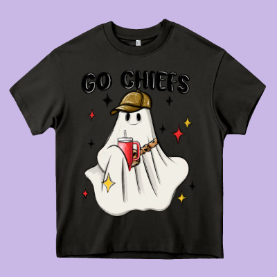 Go Chiefs Boujee Sports Ghost Stanley Heavy Core Tee Designed By Maliassmallbusiness