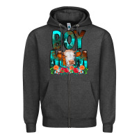 Charcoal Heather Boy Mom Flowers Cow Zipper Hoodie - CowCowDesign