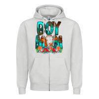 Dove Grey Boy Mom Flowers Cow Zipper Hoodie - CowCowDesign