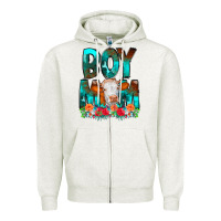 Oatmeal Heather Boy Mom Flowers Cow Zipper Hoodie - CowCowDesign