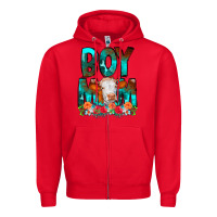 Red Boy Mom Flowers Cow Zipper Hoodie - CowCowDesign