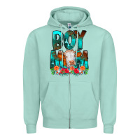 Seafoam Boy Mom Flowers Cow Zipper Hoodie - CowCowDesign