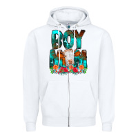 White Boy Mom Flowers Cow Zipper Hoodie - CowCowDesign