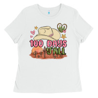 White 100 days y'all malia Ladies Tee - MaliasSmallBusiness