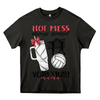 Asphalt hot mess always stressed volleyball mama Heavy Core Tee - MaliasSmallBusiness
