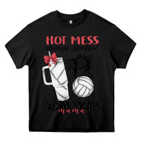 Black hot mess always stressed volleyball mama Heavy Core Tee - MaliasSmallBusiness