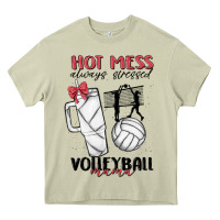 Mossy hot mess always stressed volleyball mama Heavy Core Tee - MaliasSmallBusiness