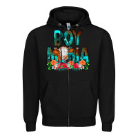 Black Boy Mama Flowers Cow Zipper Hoodie - CowCowDesign