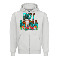 Dove Grey Boy Mama Flowers Cow Zipper Hoodie - CowCowDesign