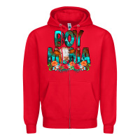 Red Boy Mama Flowers Cow Zipper Hoodie - CowCowDesign