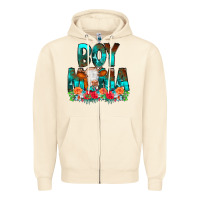 Sandshell Boy Mama Flowers Cow Zipper Hoodie - CowCowDesign