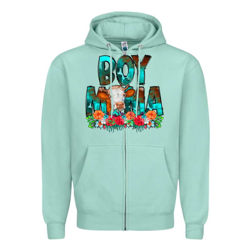 Boy Mama Flowers Cow Zipper Hoodie by CowCowDesign | Teevron