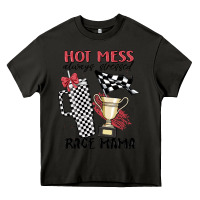 Asphalt hot mess always stressed race mama Heavy Core Tee - MaliasSmallBusiness