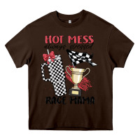 Chocolate Brown hot mess always stressed race mama Heavy Core Tee - MaliasSmallBusiness