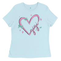 Baby Blue gigi with heart and ribbons Ladies Tee - MaliasSmallBusiness