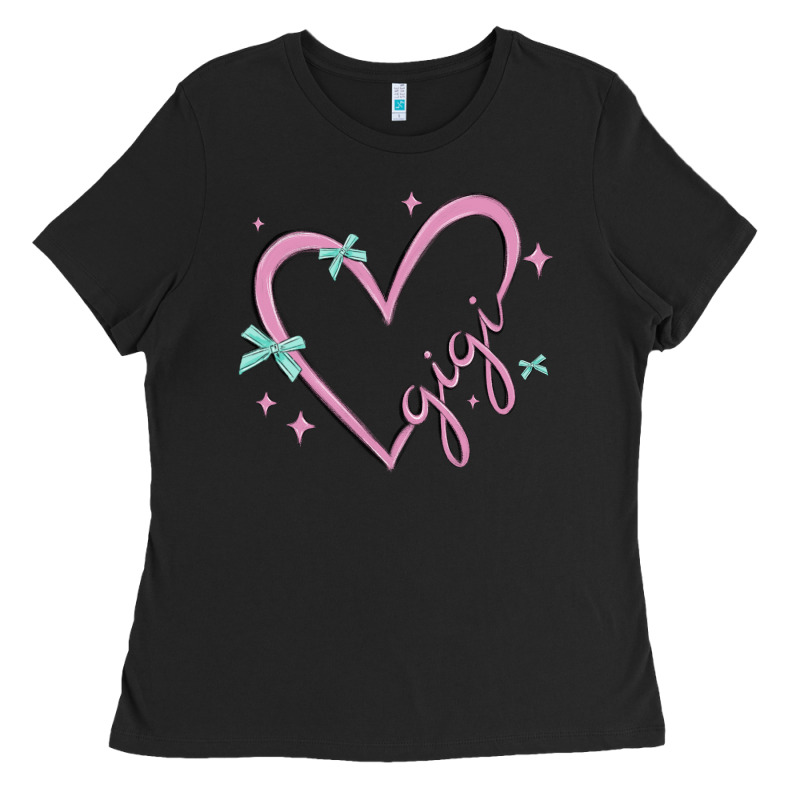 Gigi With Heart And Ribbons Ladies Tee by MaliasSmallBusiness | Teevron