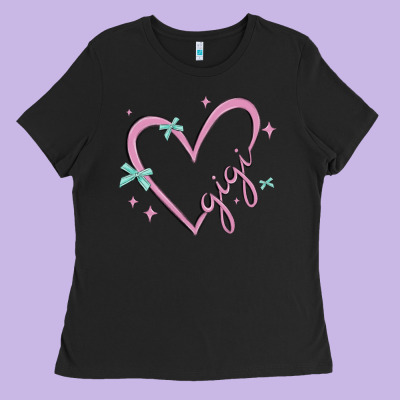 Gigi With Heart And Ribbons Ladies Tee Designed By Maliassmallbusiness
