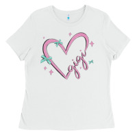 White gigi with heart and ribbons Ladies Tee - MaliasSmallBusiness