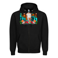 Black Cow Mom Turquoise Tooled Leather Flowers Zipper Hoodie - CowCowDesign
