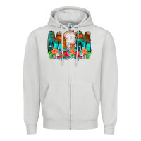 Dove Grey Cow Mom Turquoise Tooled Leather Flowers Zipper Hoodie - CowCowDesign
