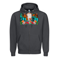 Smoke Cow Mom Turquoise Tooled Leather Flowers Zipper Hoodie - CowCowDesign
