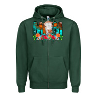 Sports Green Cow Mom Turquoise Tooled Leather Flowers Zipper Hoodie - CowCowDesign