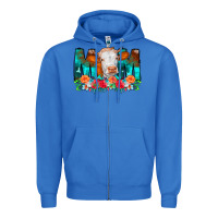 True Royal Cow Mom Turquoise Tooled Leather Flowers Zipper Hoodie - CowCowDesign