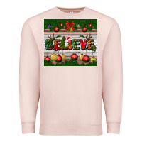 Pale Pink Christmas Believe Premium Sweatshirt - BundleAndBundleShop