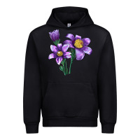 Black Pasque Flower Illustrations Urban Hoodie - LillyAllenDesigns