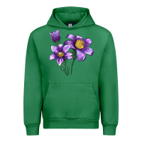 Emerald Pasque Flower Illustrations Urban Hoodie - LillyAllenDesigns