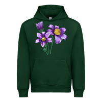 Forest Green Pasque Flower Illustrations Urban Hoodie - LillyAllenDesigns